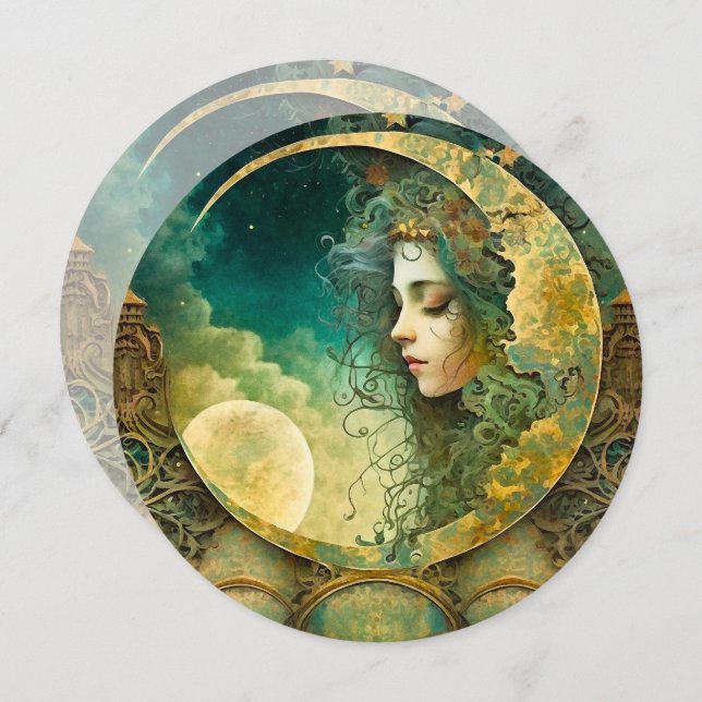 Erstellen Sie Ihr eigenes Victoiran Steampunk Moon Einladung (Vorne/Hinten)