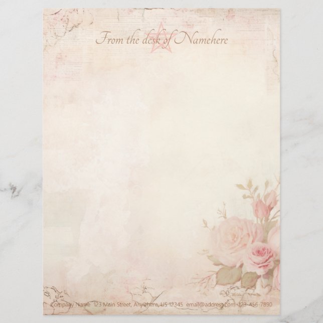 Erstellen Sie Ihr eigenes viktorianisches Rosa-Ros Briefbogen (Vorderseite)