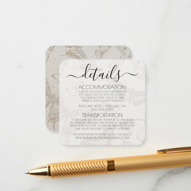 Erstellen Sie Ihr eigenes Vintages Schmetterlingsm Begleitkarte (Vorderseite/Rückseite Beispiel)