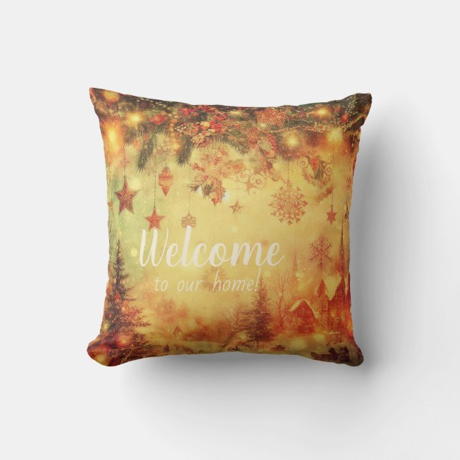 Erstellen Sie Ihr eigenes warmes Weihnachtsdorf Kissen (Vorderseite)