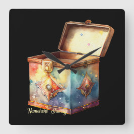 Erstellen Sie Ihr eigenes Zauberkunstfeld Erinneru Quadratische Wanduhr