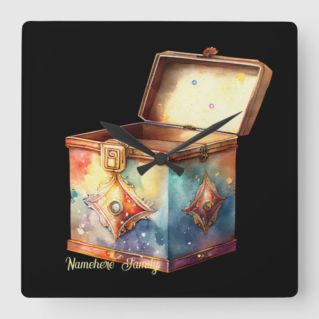 Erstellen Sie Ihr eigenes Zauberkunstfeld Erinneru Quadratische Wanduhr (Vorderseite)