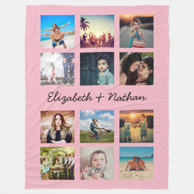 Erstellen Sie Ihr individuelles 12 Collage Family  Fleecedecke (Vorderseite)