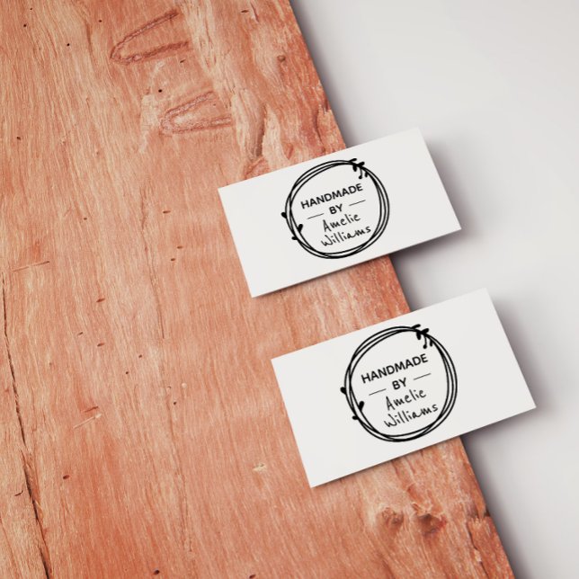 Erstellen Sie Ihr Personalisiertes botanisches Han Gummistempel (Rustic Botanical Wreath Handmade With Love Custom Name stamp. Make your own business cards and tags!)