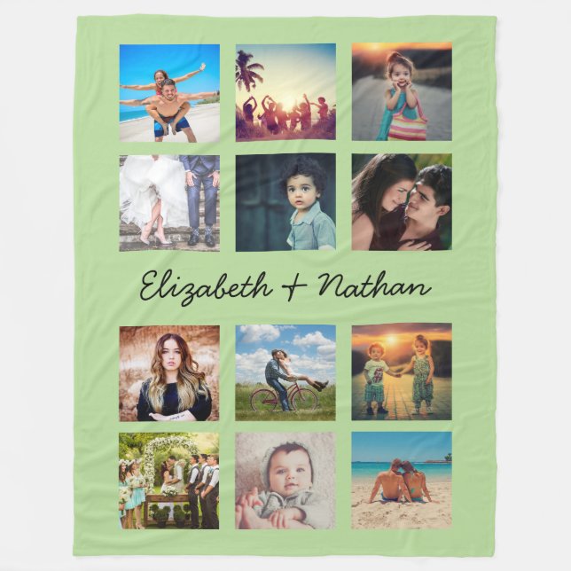 Erstellen Sie Ihre angepasste 12 FotoCollage Trend Fleecedecke (Vorderseite)