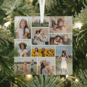 Erstellen Sie Ihre eigene 10-FotoCollage Ornament Aus Glas