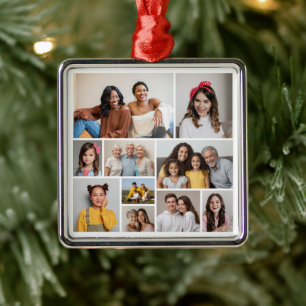 Erstellen Sie Ihre eigene 10-FotoCollage Ornament Aus Metall