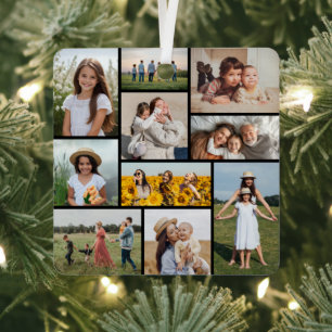 Erstellen Sie Ihre eigene 10-FotoCollage Ornament Aus Metall