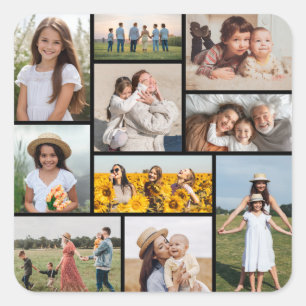 Erstellen Sie Ihre eigene 10-FotoCollage Quadratischer Aufkleber