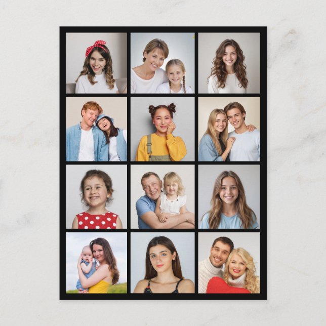 Erstellen Sie Ihre eigene 12 FotoCollage Postkarte (Vorderseite)