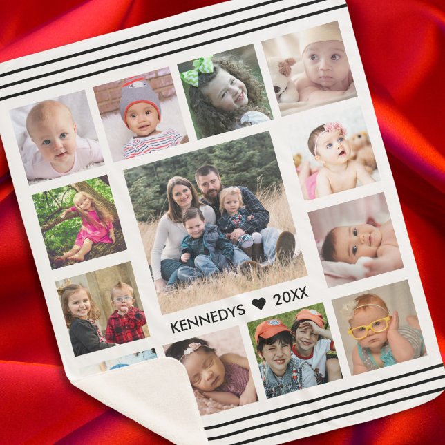 Erstellen Sie Ihre eigene 13-Fotocollage-Familie S Sherpadecke (Create Your Own 13 Photo Collage Family Keepsake Sherpa Blanket)
