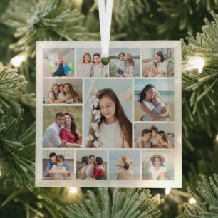 Erstellen Sie Ihre eigene 13 FotoCollage Ornament Aus Glas