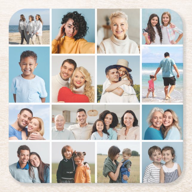Erstellen Sie Ihre eigene 15 FotoCollage Rechteckiger Pappuntersetzer (Vorderseite)