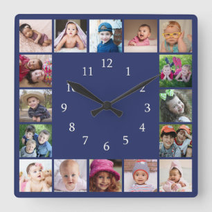 Erstellen Sie Ihre eigene 16-Familienfoto-Collage Quadratische Wanduhr