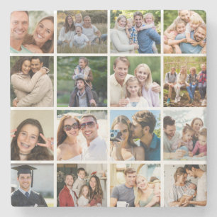Erstellen Sie Ihre eigene 16-Foto-Collage Steinuntersetzer