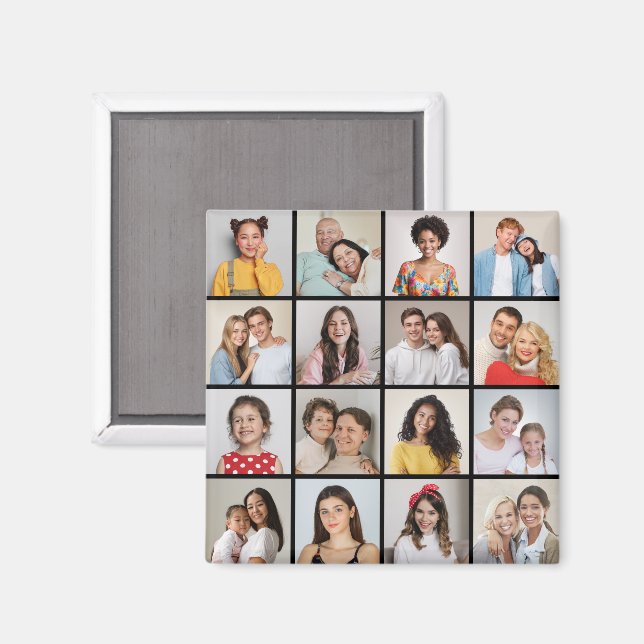 Erstellen Sie Ihre eigene 16 FotoCollage Magnet (Vorderseite/Rückseite)