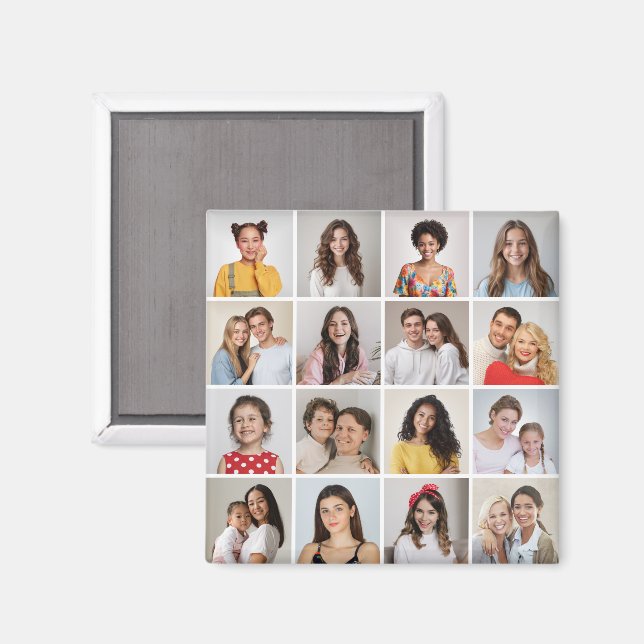 Erstellen Sie Ihre eigene 16 FotoCollage Magnet (Vorderseite/Rückseite)