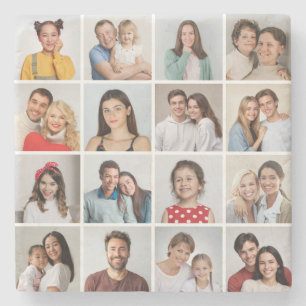 Erstellen Sie Ihre eigene 16 FotoCollage Steinuntersetzer