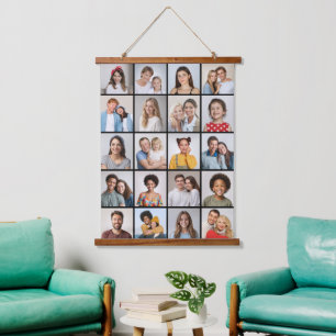 Erstellen Sie Ihre eigene 20-FotoCollage Wandteppich Mit Holzrahmen