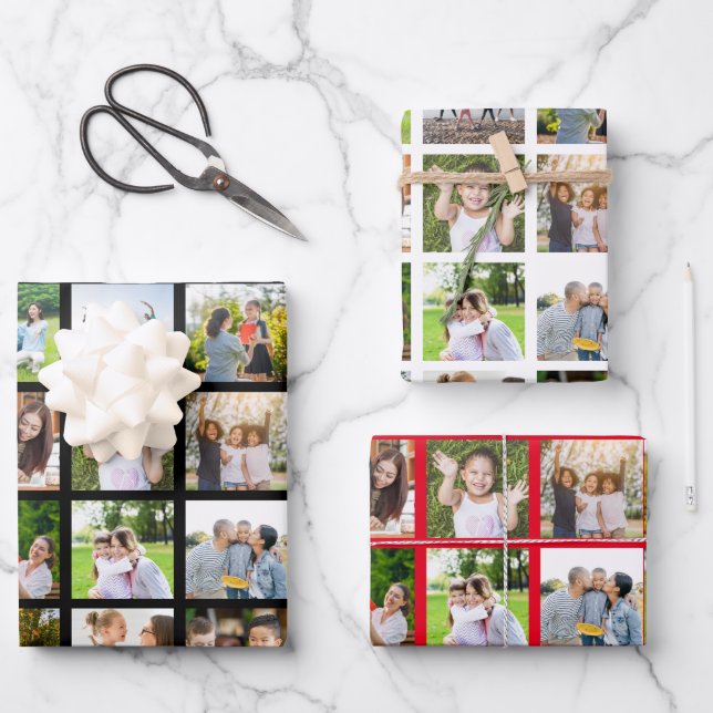 Erstellen Sie Ihre eigene 25-Foto Collage bearbeit Geschenkpapier Set (Vorderseite)