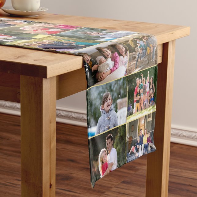 Erstellen Sie Ihre eigene 28-Familie Foto Collage  Kurzer Tischläufer (Create Your Own 28 Family Photo Collage Home Decor Short Table Runner)