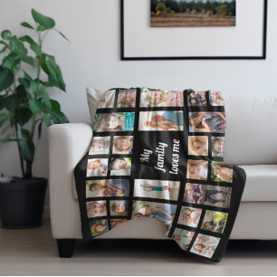 Erstellen Sie Ihre eigene 32-Familienfoto-Collage Fleecedecke