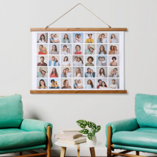 Erstellen Sie Ihre eigene 35-Foto Collage Wandteppich Mit Holzrahmen