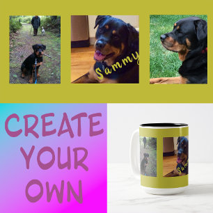 Erstellen Sie Ihre eigene 3-Foto-Geschenk-Kaffeeta Zweifarbige Tasse