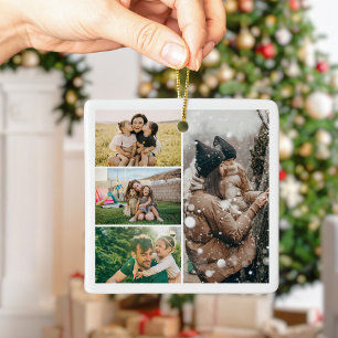 Erstellen Sie Ihre eigene 4-Foto-Collage Weihnacht Keramikornament