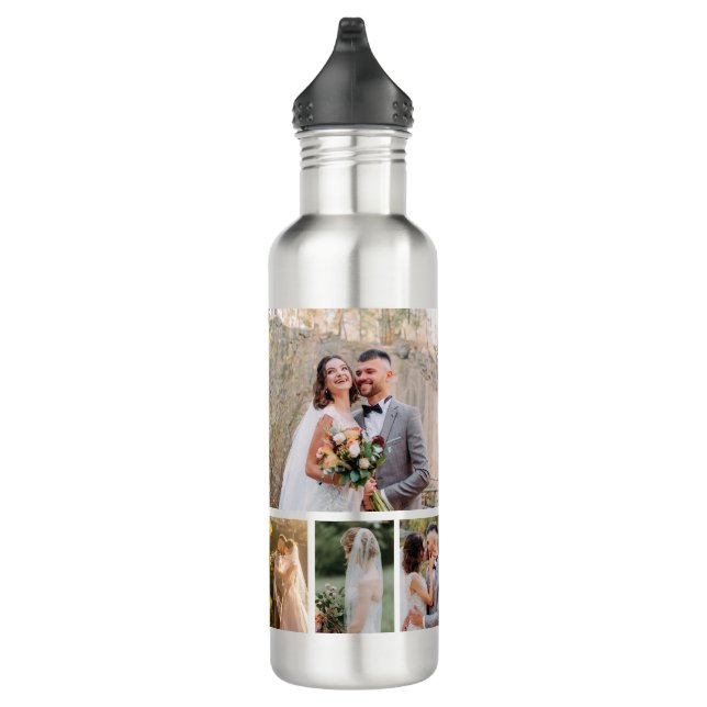Erstellen Sie Ihre eigene 4-Foto-Hochzeitskollekti Edelstahlflasche (Rechts)