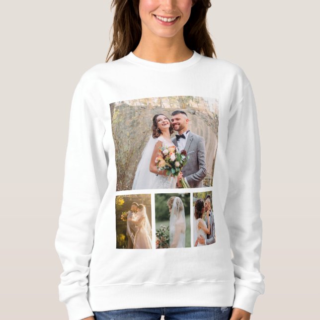 Erstellen Sie Ihre eigene 4-Foto-Hochzeitskollekti Sweatshirt (Vorderseite)
