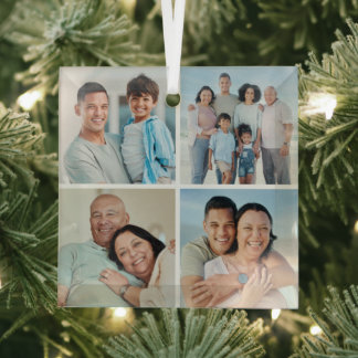 Erstellen Sie Ihre eigene 4-FotoCollage Ornament Aus Glas