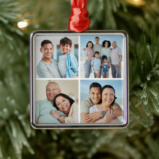 Erstellen Sie Ihre eigene 4-FotoCollage Ornament Aus Metall