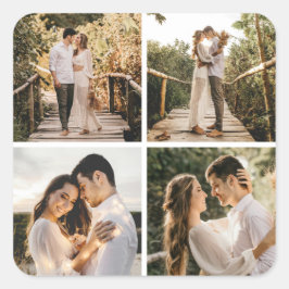 Erstellen Sie Ihre eigene 4-FotoCollage Quadratischer Aufkleber