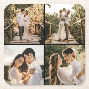 Erstellen Sie Ihre eigene 4-FotoCollage Rechteckiger Pappuntersetzer