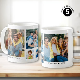 Erstellen Sie Ihre eigene 5-Familie Foto Collage W Kaffeetasse