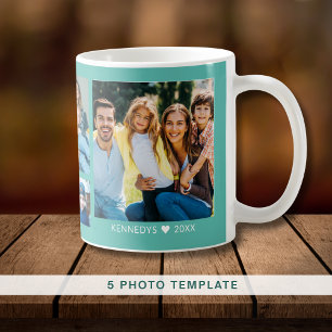 Erstellen Sie Ihre eigene 5 FamilienfotoCollage Aq Kaffeetasse