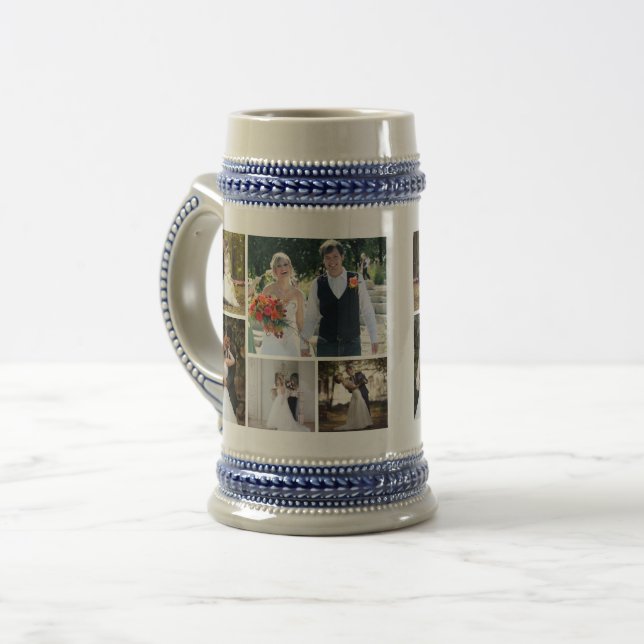 Erstellen Sie Ihre eigene 5-Foto-Hochzeitskollekti Bierglas (Vorderseite Links)