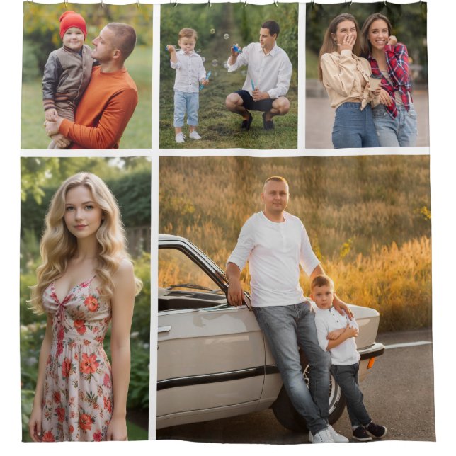 Erstellen Sie Ihre eigene 5-FotoCollage Duschvorhang (Vorderseite)