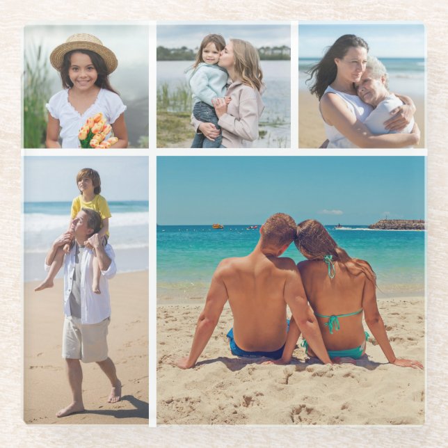 Erstellen Sie Ihre eigene 5-FotoCollage Glasuntersetzer (Vorderseite)