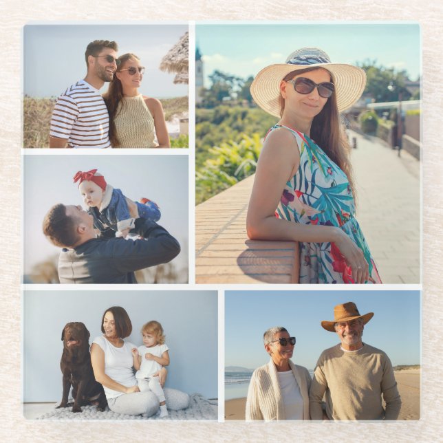 Erstellen Sie Ihre eigene 5-FotoCollage Glasuntersetzer (Vorderseite)