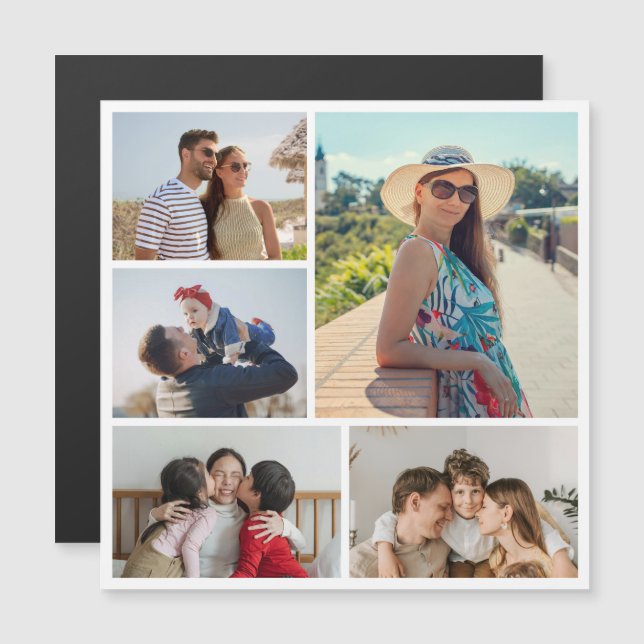 Erstellen Sie Ihre eigene 5 Fotocollage Magnetkart Magnetkarte (Vorne/Hinten)