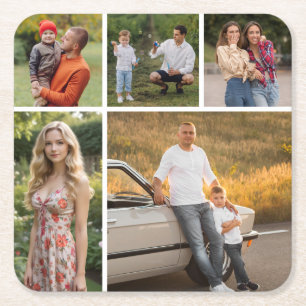 Erstellen Sie Ihre eigene 5-FotoCollage Rechteckiger Pappuntersetzer
