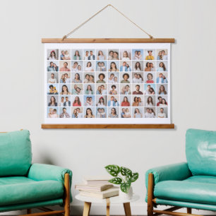 Erstellen Sie Ihre eigene 60-Foto-Collage Wandteppich Mit Holzrahmen