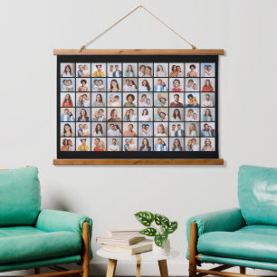 Erstellen Sie Ihre eigene 60-FotoCollage Wandteppich Mit Holzrahmen