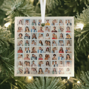 Erstellen Sie Ihre eigene 64-Foto-Collage Ornament Aus Glas