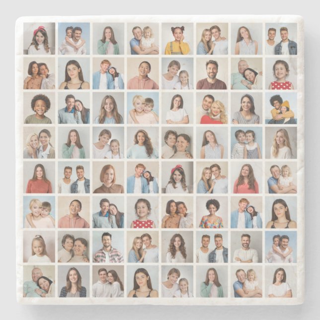 Erstellen Sie Ihre eigene 64-Foto-Collage Steinuntersetzer (Vorderseite)