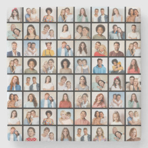 Erstellen Sie Ihre eigene 64-Foto-Collage Steinuntersetzer
