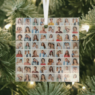 Erstellen Sie Ihre eigene 64 FotoCollage Ornament Aus Glas