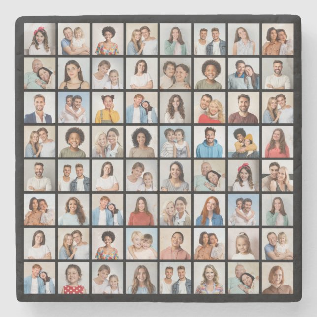 Erstellen Sie Ihre eigene 64 FotoCollage Steinuntersetzer (Vorderseite)
